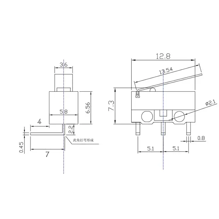 SPDT Micro Right Angle Limit Switch 125V 1A 3Pin-.webp