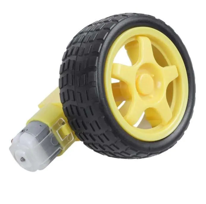  DC Geared Motor Dual Shaft 3–12VDC 450RPM with Wheel