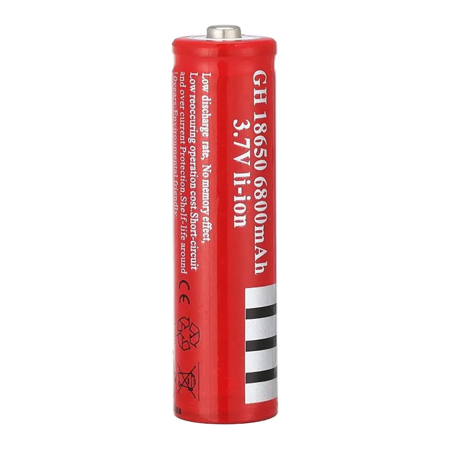 Rechargeable Li‑ion Battery 18650 3.7 V 2600 mAh – 3000 mAh – UltraFire (Red)