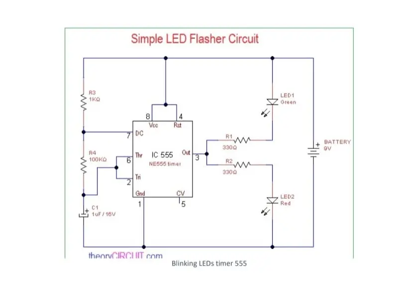 Simple LED Flasher Circuit 555 EUR AI 