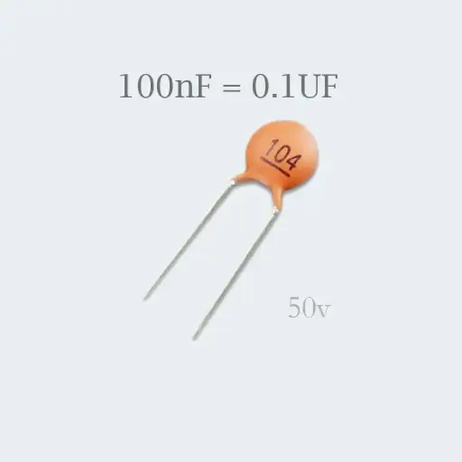 Ceramic capacitor 0.1 uf (100nf) (104) 50 v 