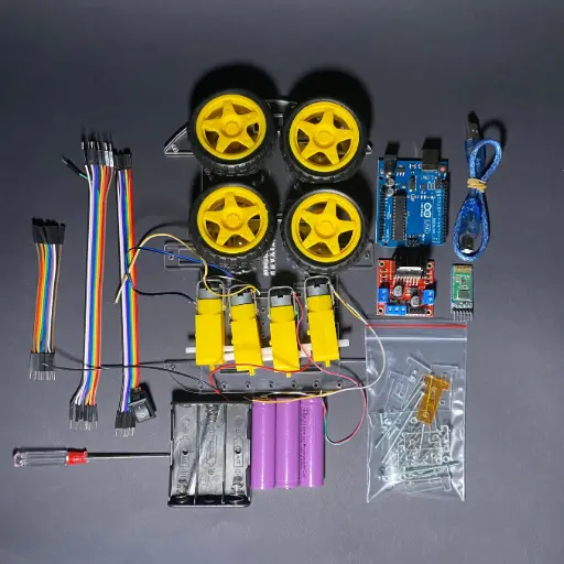 Arduino with Bluetooth robot car with 4 wheel kit (مفك هديه)